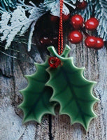 Holly Hanging Decoration - Green