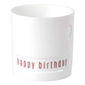 White Porcelain  'Happy Birthday' Tealight Holder