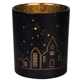Black Votive Candle Holder - Town Skyline