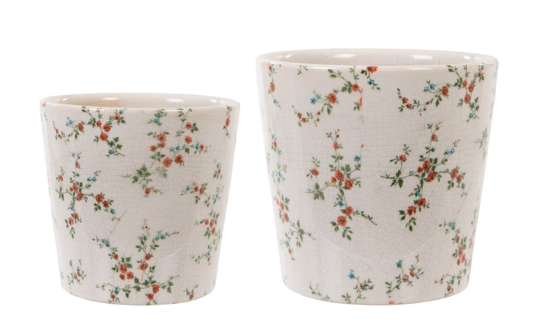 Pair OF Ceramic Flower Pots - Poppy