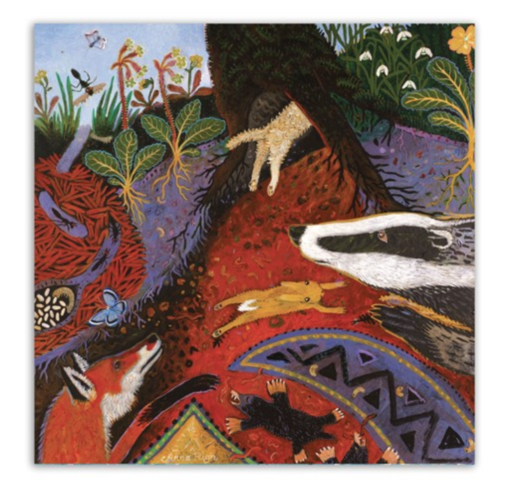 Fox And Badger Greetings Card