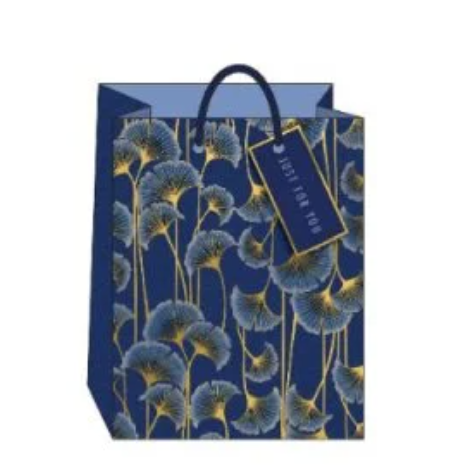 Sakura Blue Floral Gift Bag-Medium Portrait