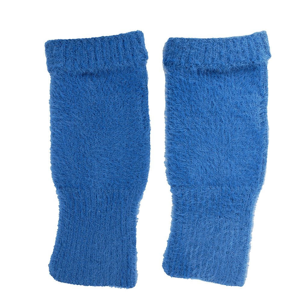 Fine knit fingerless gloves - Blue