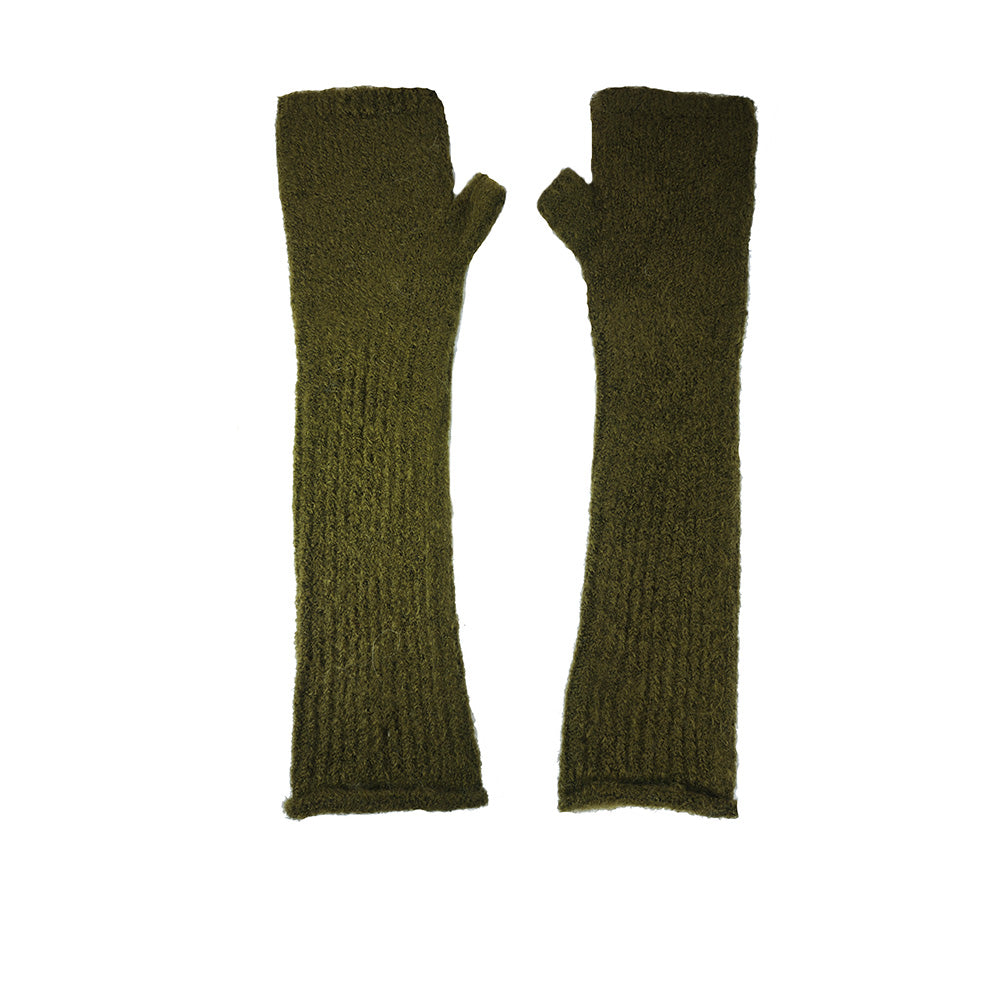 Long Fingerless Gloves - Green