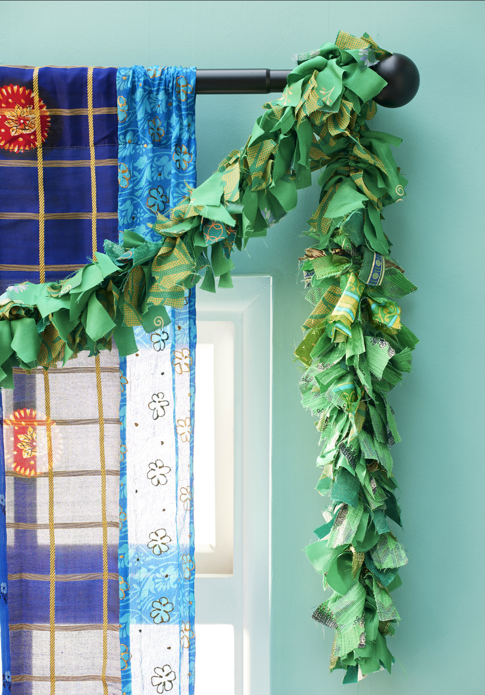 Recycled Sari Fabric Eco Tinsel/Garland - Green