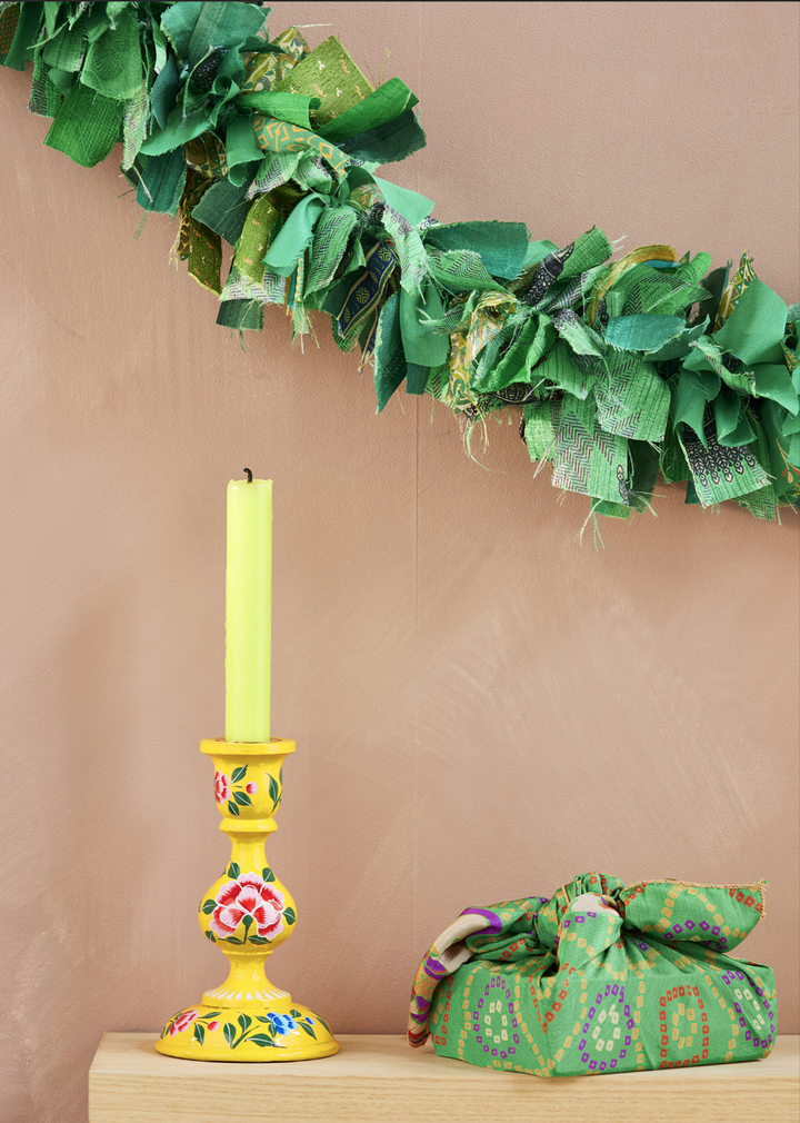 Recycled Sari Fabric Eco Tinsel/Garland - Green