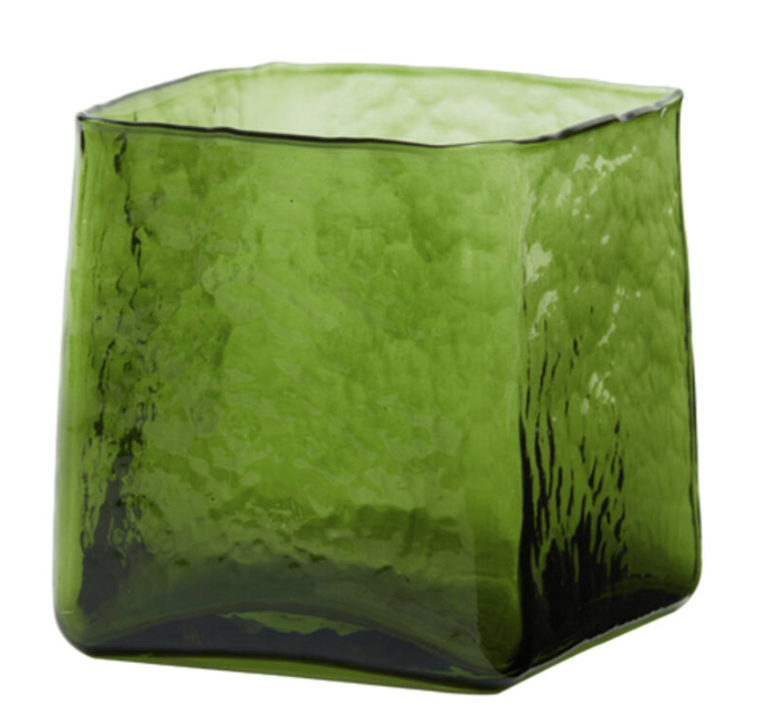 Olive Green Iduna Glass Tea Light Holder