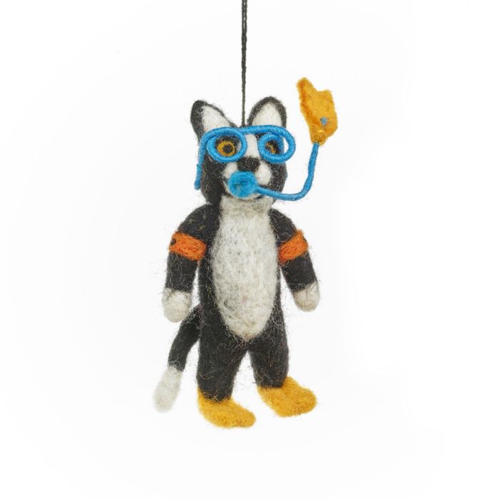 Snorkling Cat Felt Hanging Decoration