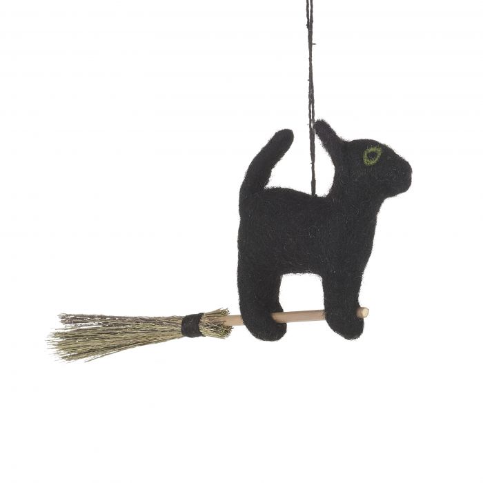 Flying Black Cat Felt Hanging Decoration