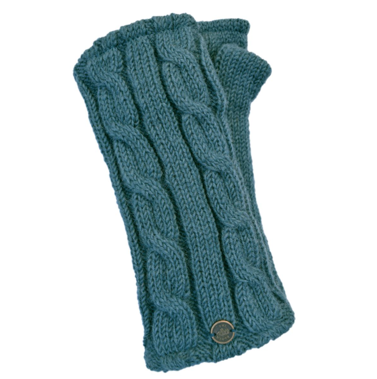 Cable Knit Wool Wrist warmers - Slate