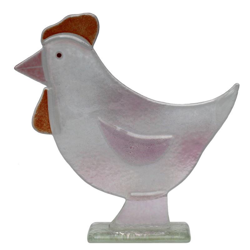 Pink Spot Hen Glass Ornament