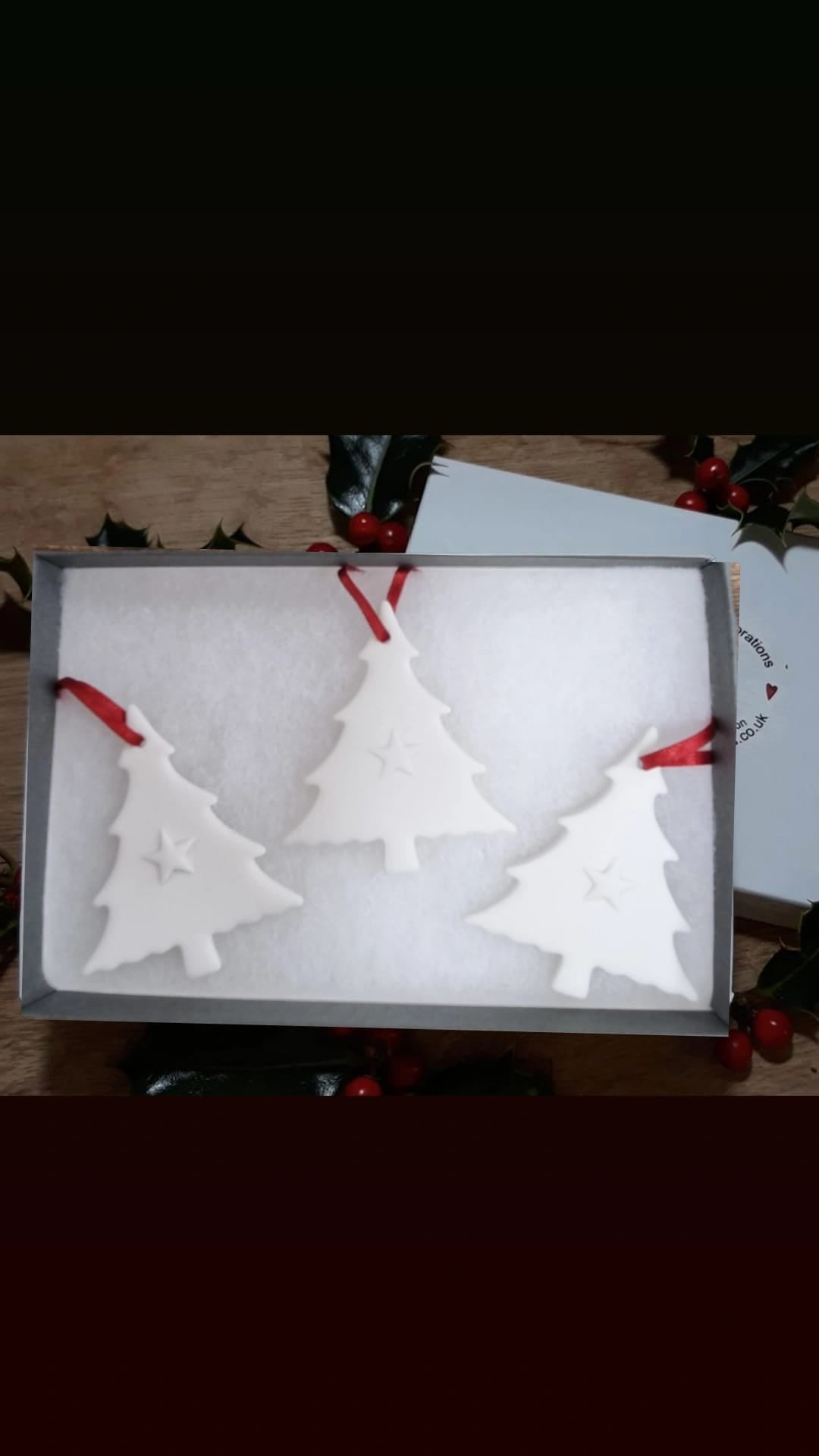 Trio Of Ceramic Christmas Trees- White Star