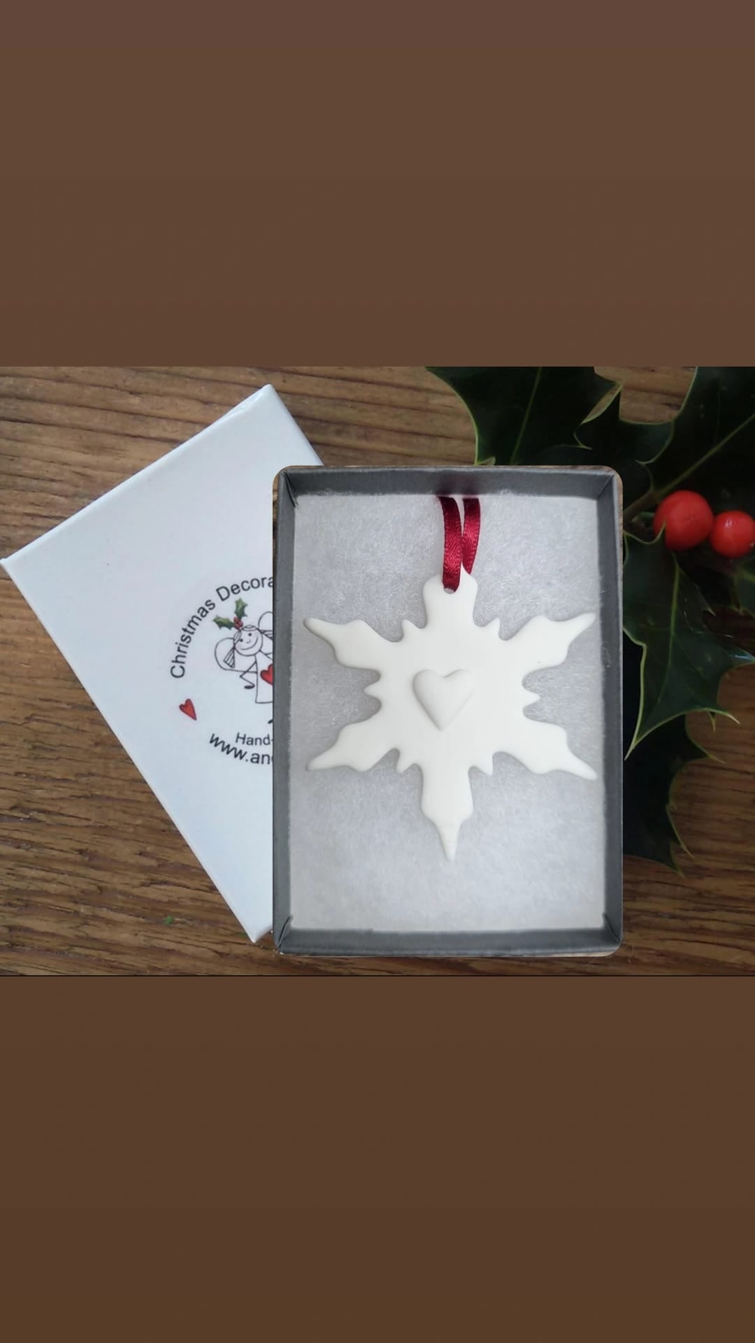 Snowflake Decoration - White Heart