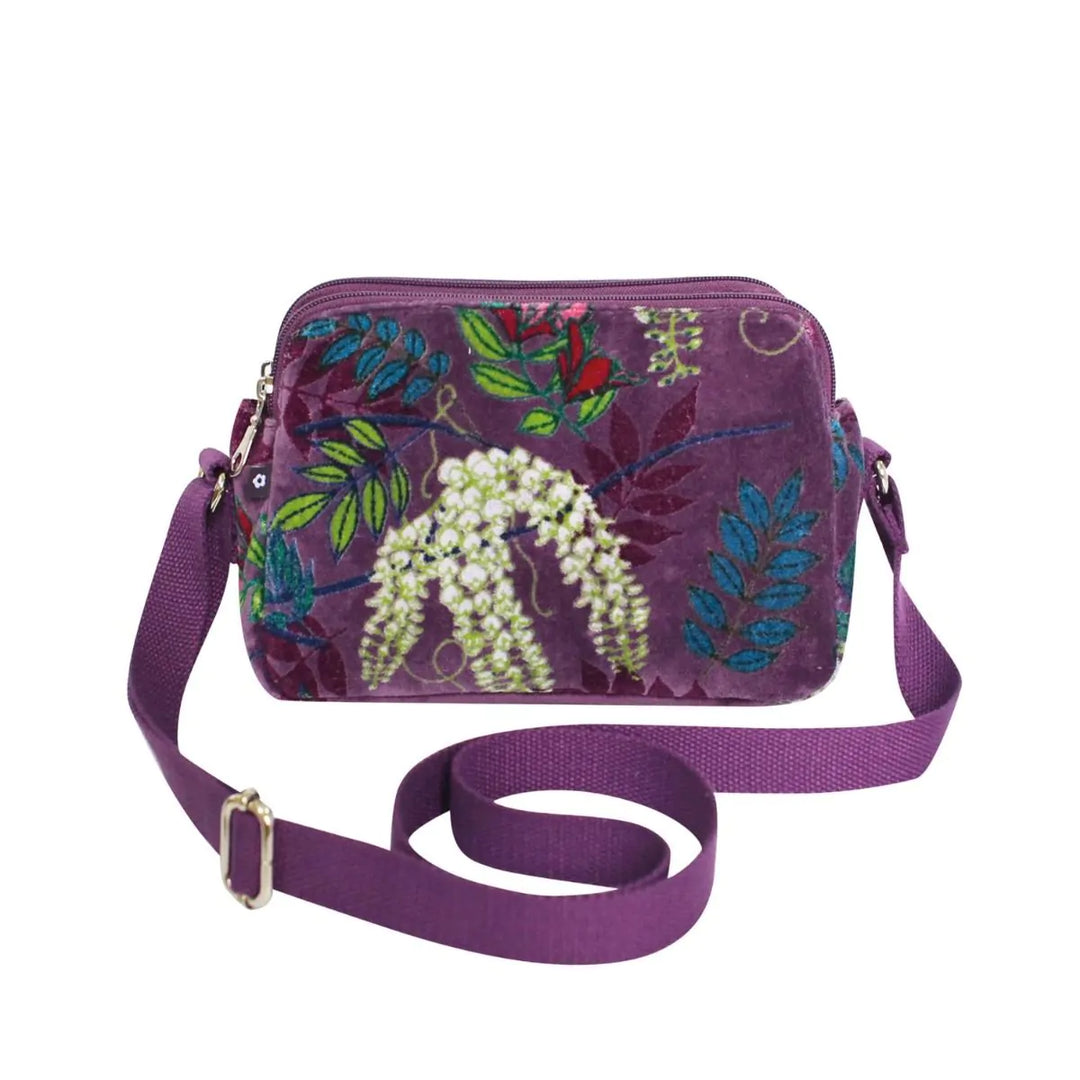 Botanical Velvet Anna Bag - Aubergine