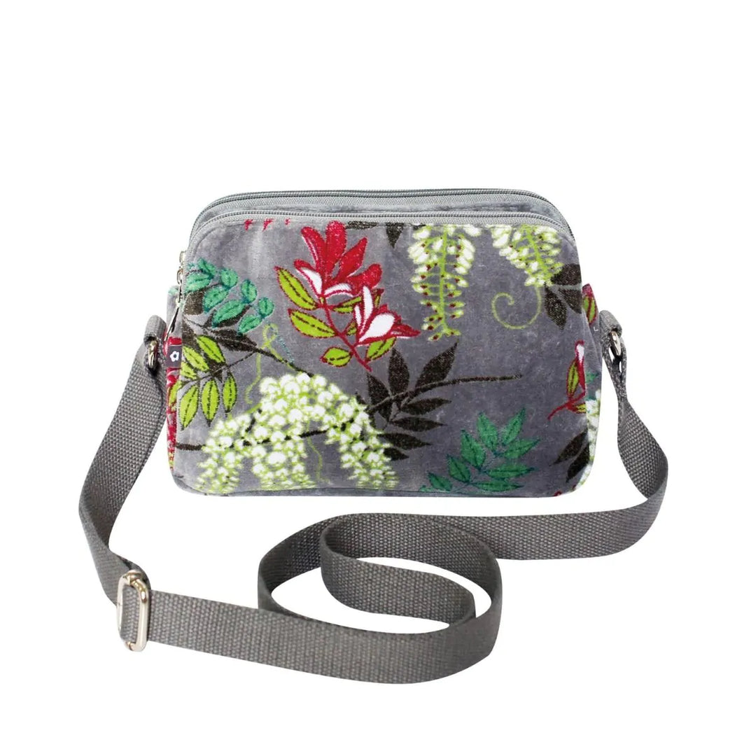 Botanical Velvet Anna Bag - Grey