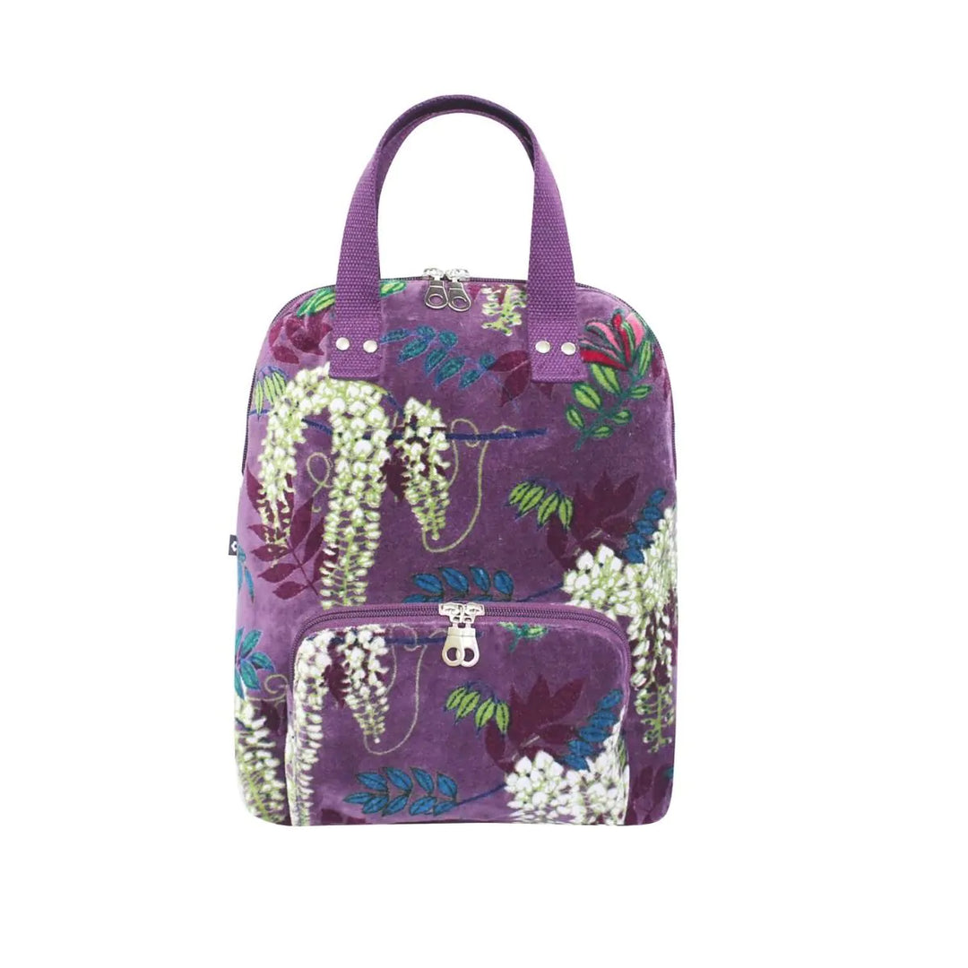 Botanical Velvet Alice Backpack - Aubergine