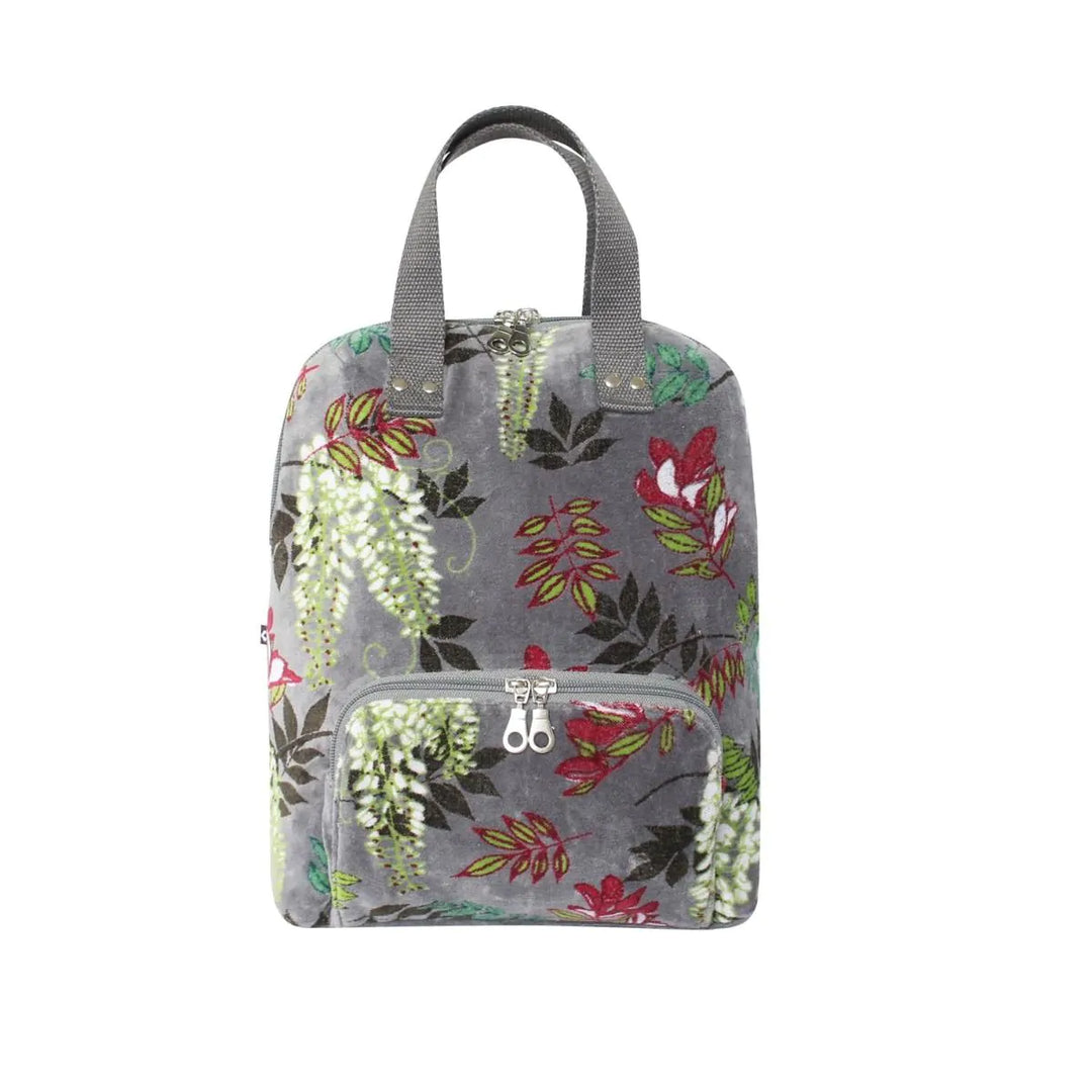 Botanical Velvet Alice Backpack - Grey