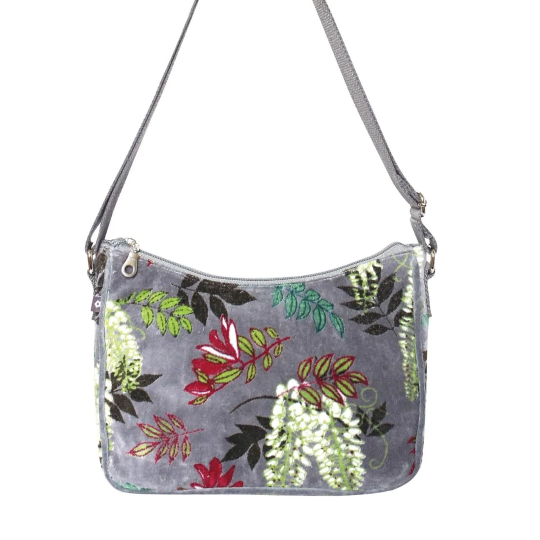 Botanical Velvet Emily Bag - Grey