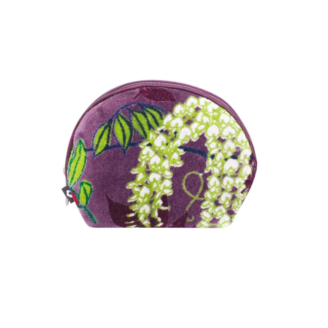 Botanical Velvet Halfmoon Purse - Aubergine