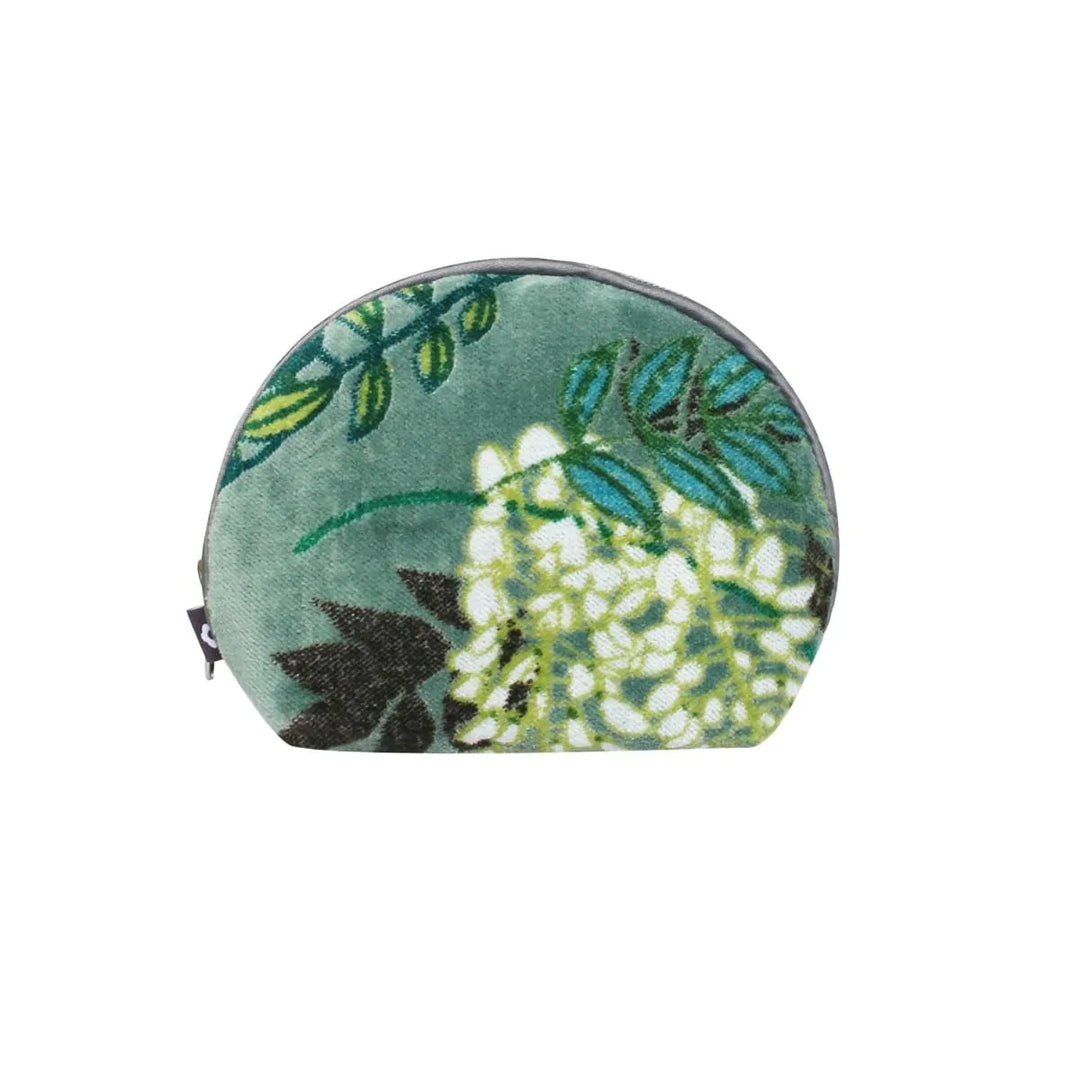 Botanical Velvet Halfmoon Purse - Jade