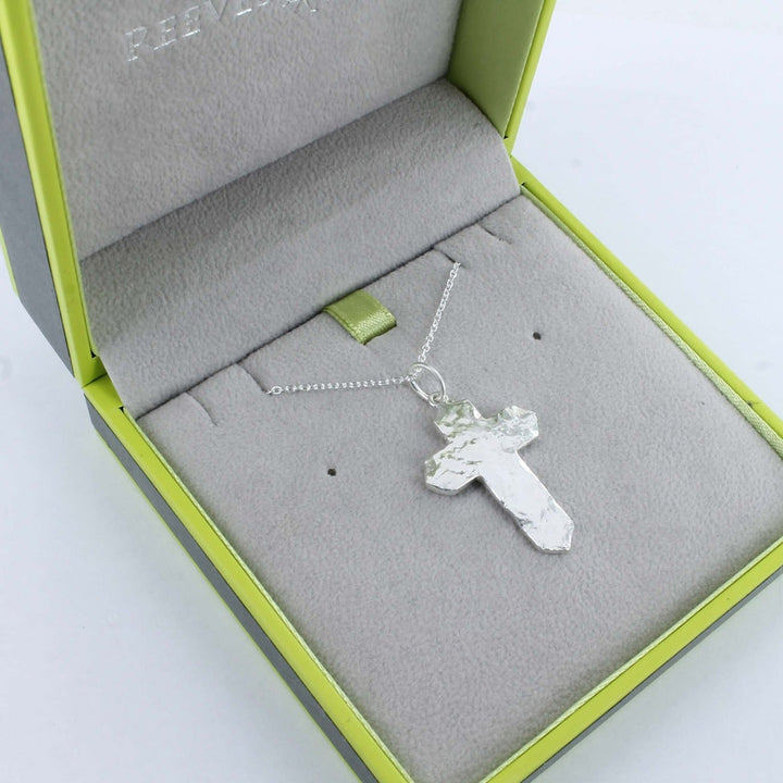 Sterling Silver Textured Cross Necklace
