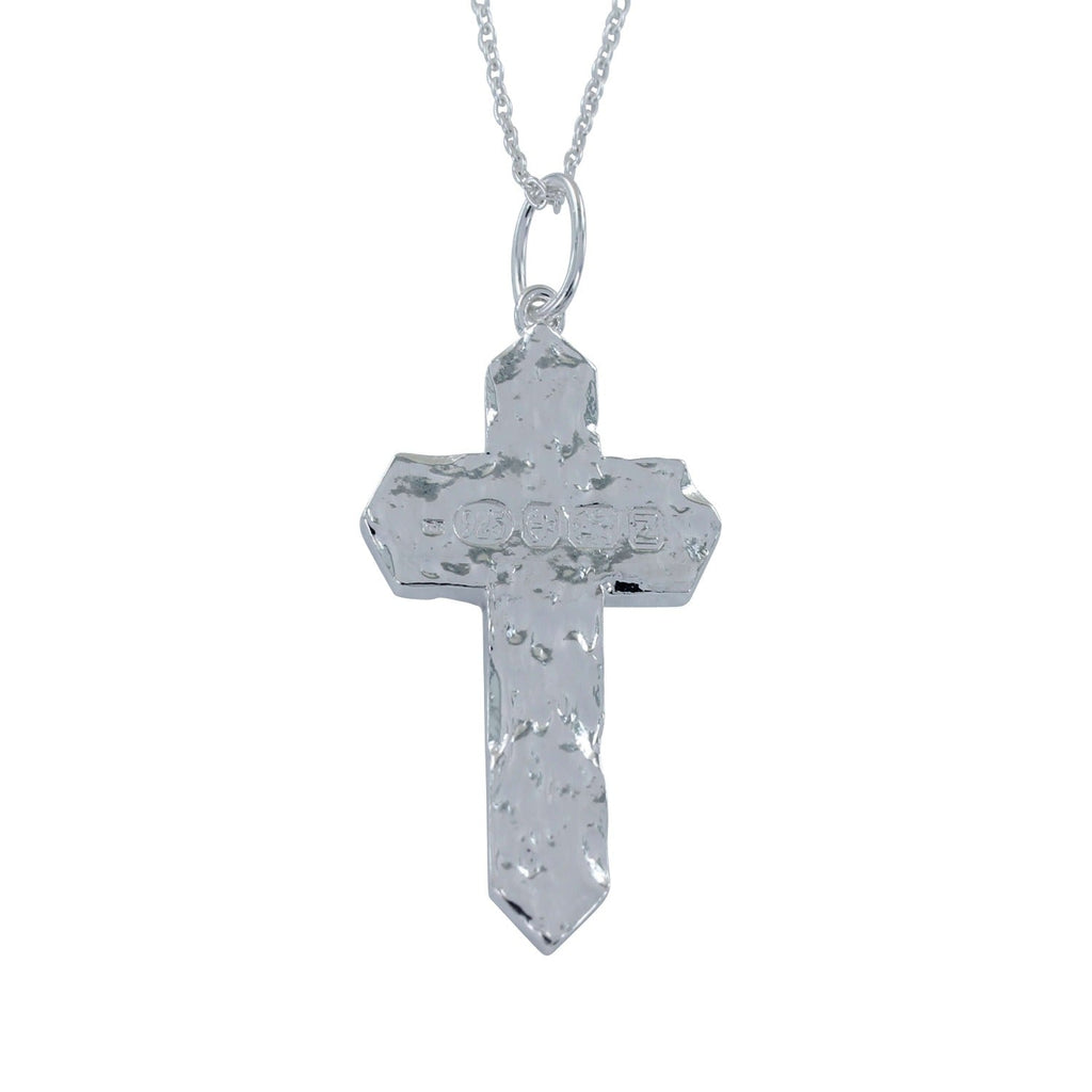 Sterling Silver Textured Cross Necklace