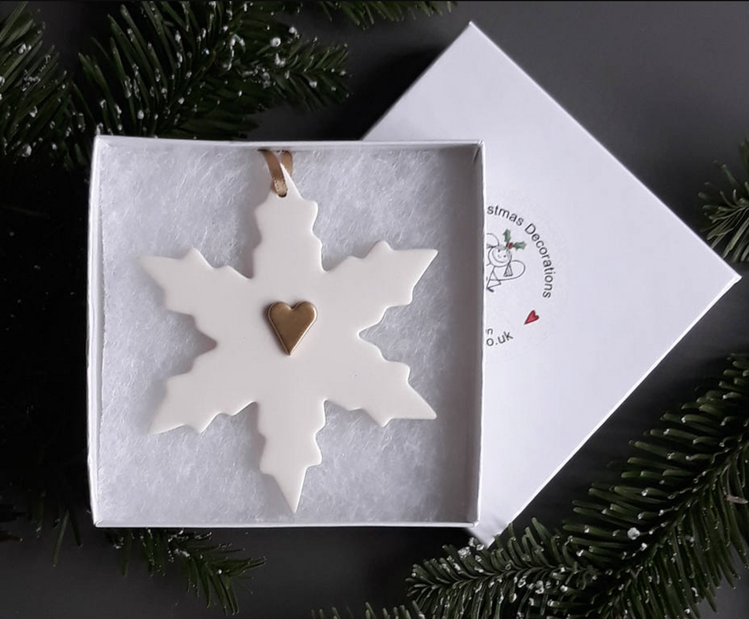 Snowflake Decoration - Gold Heart 80