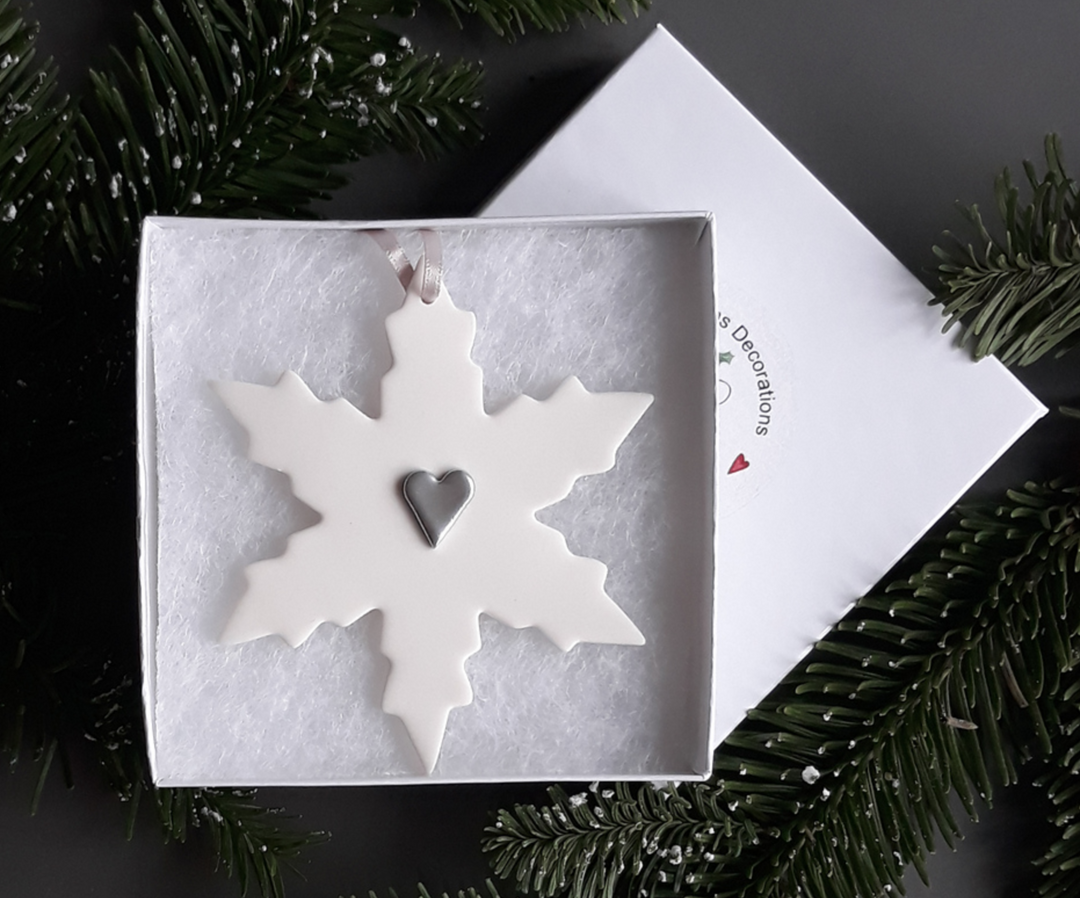 Snowflake Decoration - Silver Heart 80