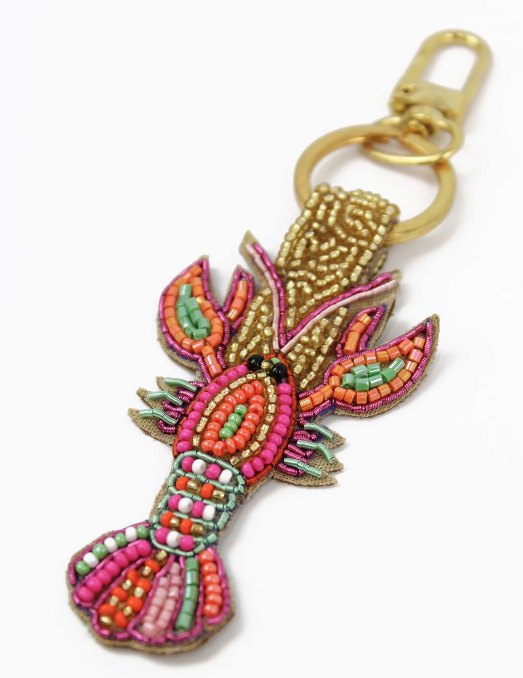 Rainbow Lobster Beaded Keyring