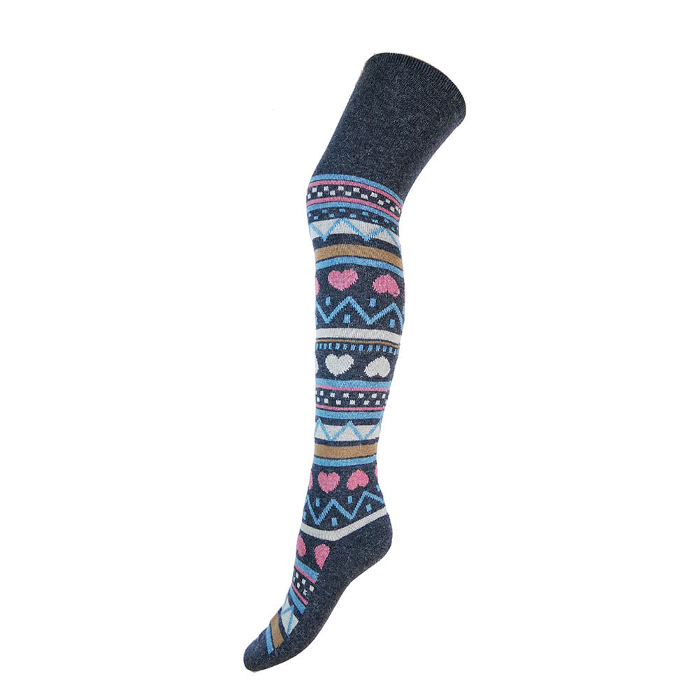 Over the Knee Wool Blend Socks - Hearts