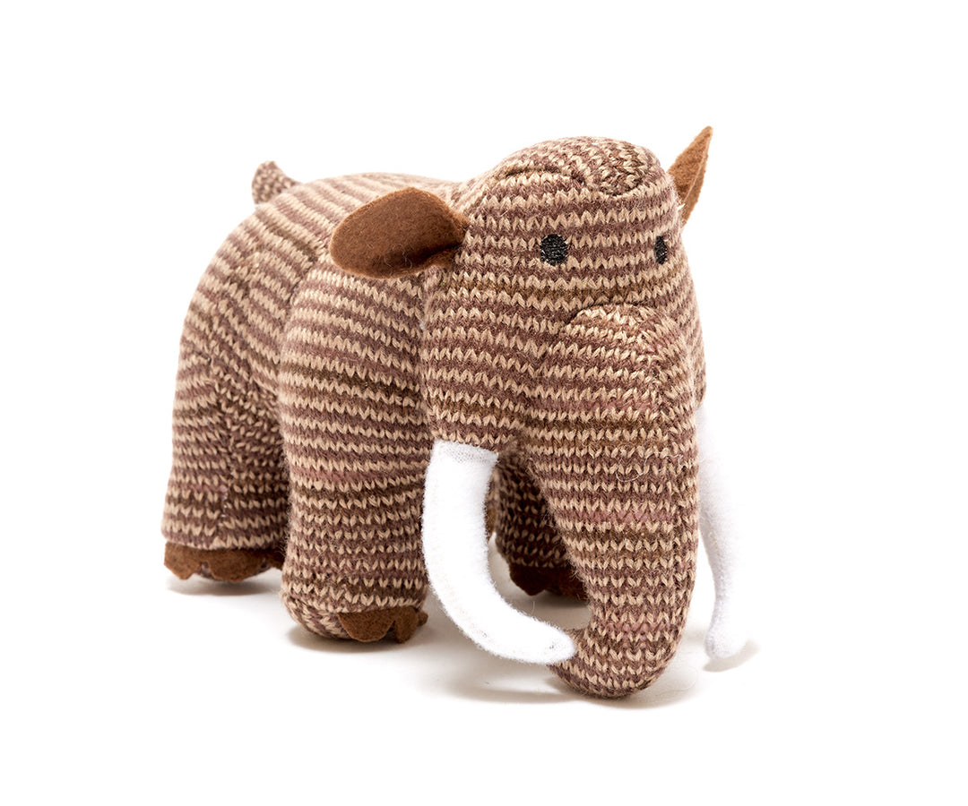 Mammoth Knitted Rattle-  Brown Stripe