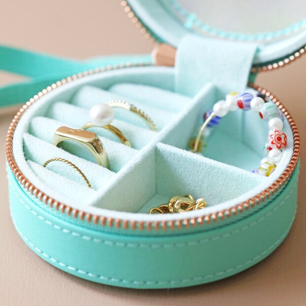Round Jewellery Case - Green