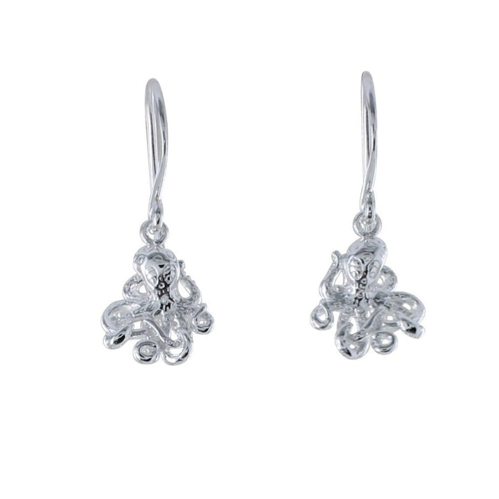 Octopus Drop Sterling Silver Earrings