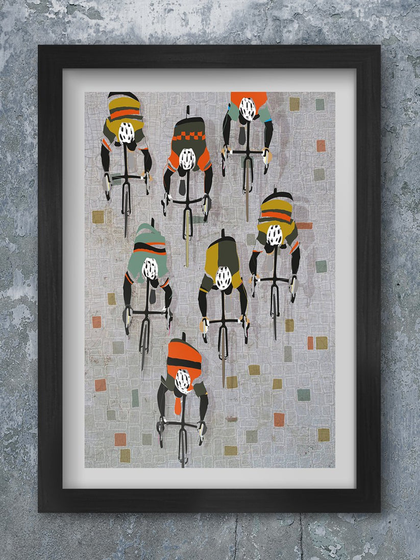 Over the Cobbles  - Cycling Poster Print
