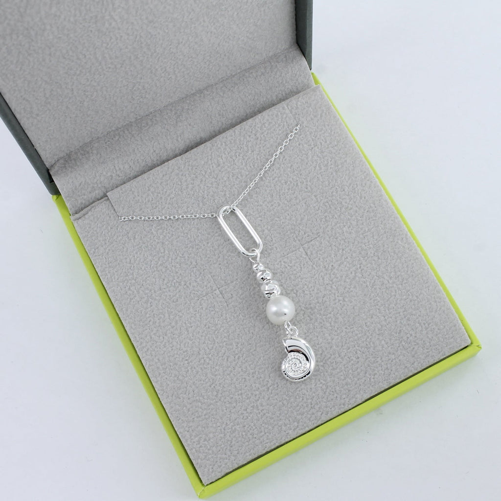 Pearl And Ammonite Sterling Silver Pendant