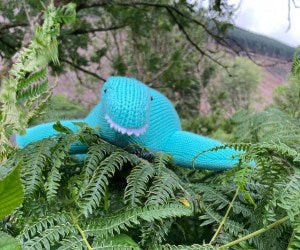 Plesiosaurus Knitted Rattle-  Ice Blue