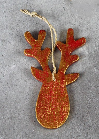 Reindeer Head Hanging Decoration- Red