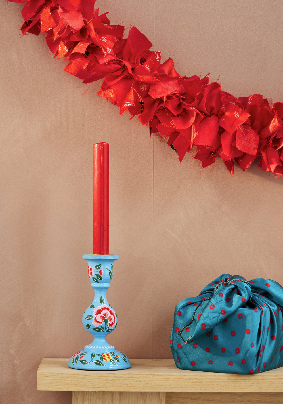 Recycled Fabric Eco Tinsel/Garland - Red