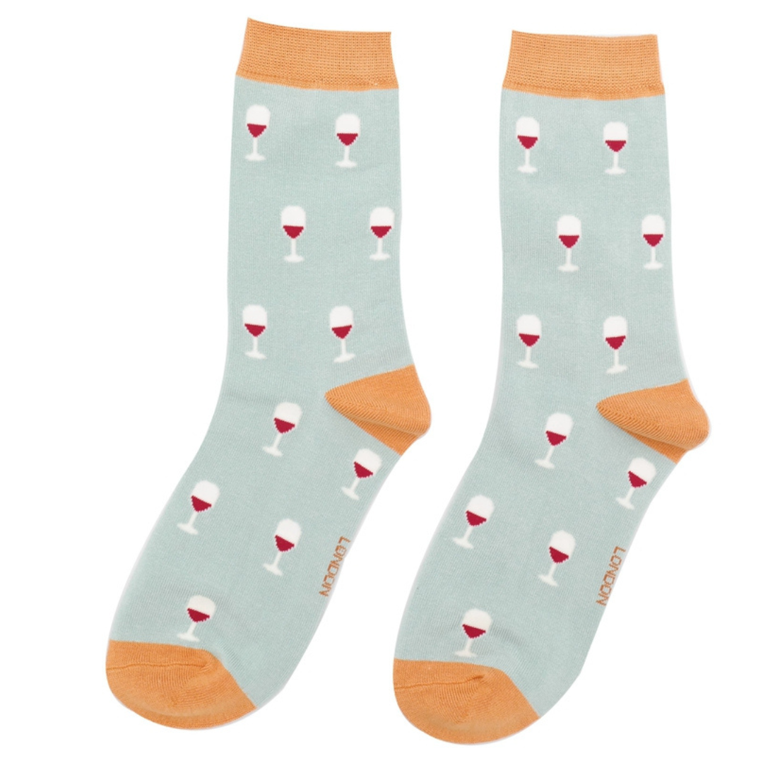Ladies Bamboo Socks - Wine Glass