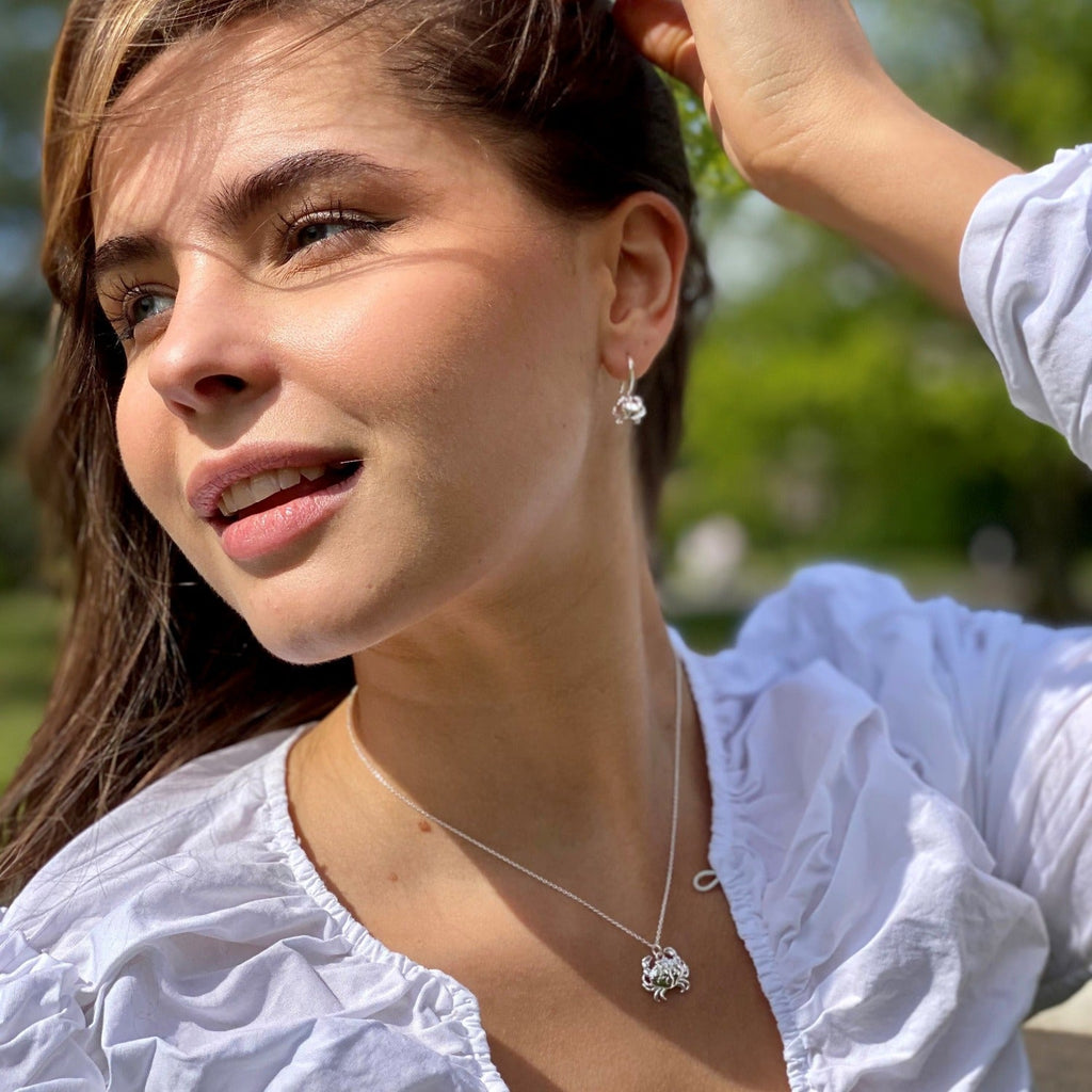 Crab Necklace In Sterling Silver