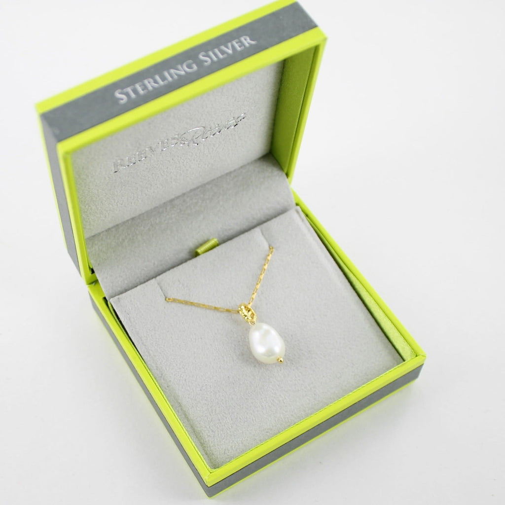 Pearl Drop 18ct Gold Vermeil Necklace