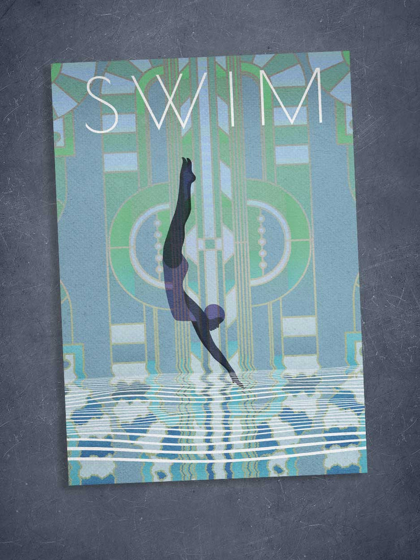 Swim Art Deco - Greeting Card