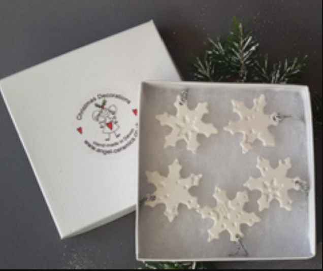 Set of 5 Titchy Ceramic Snowflake Decorations