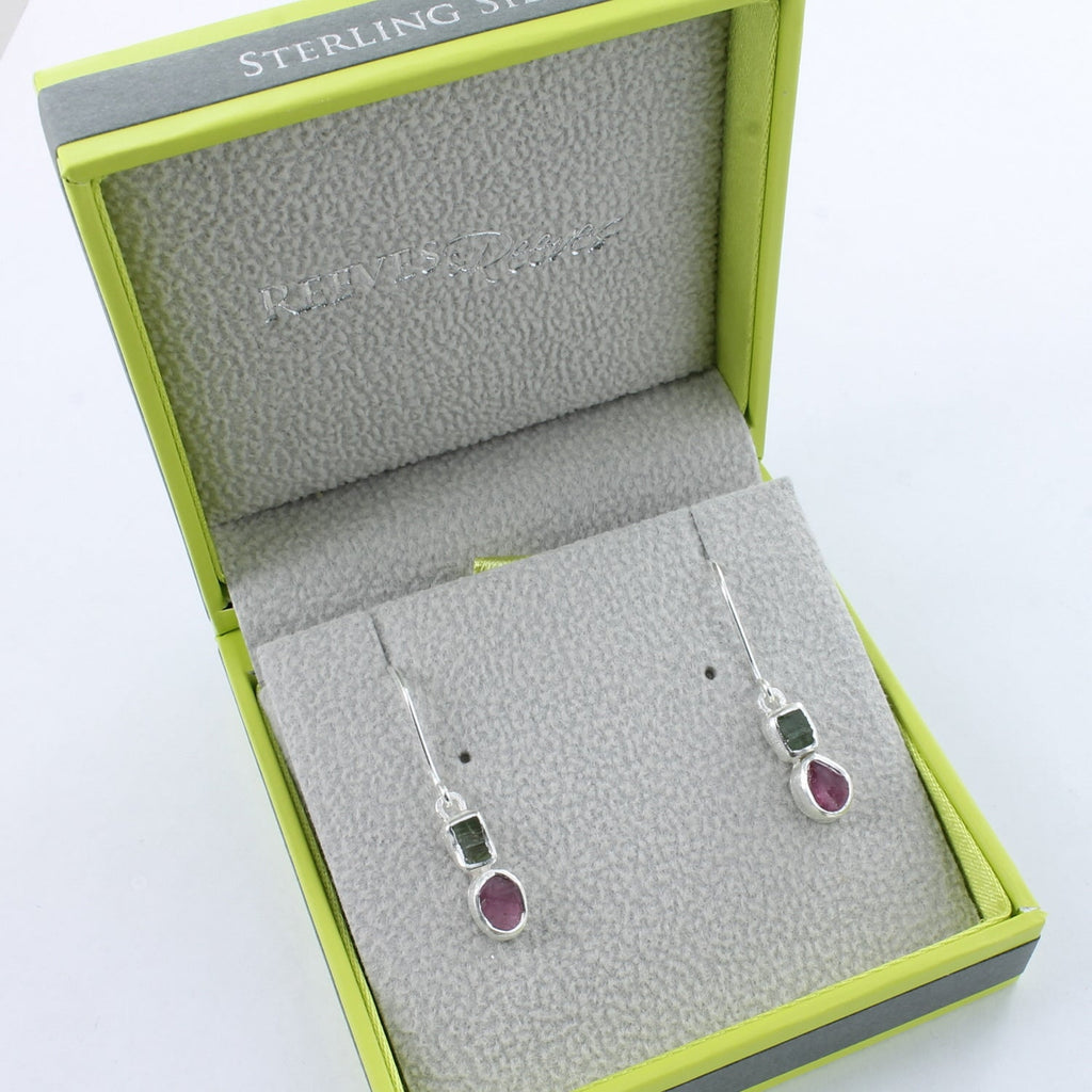 Tourmaline Two Stone Sterling Silver Earrings