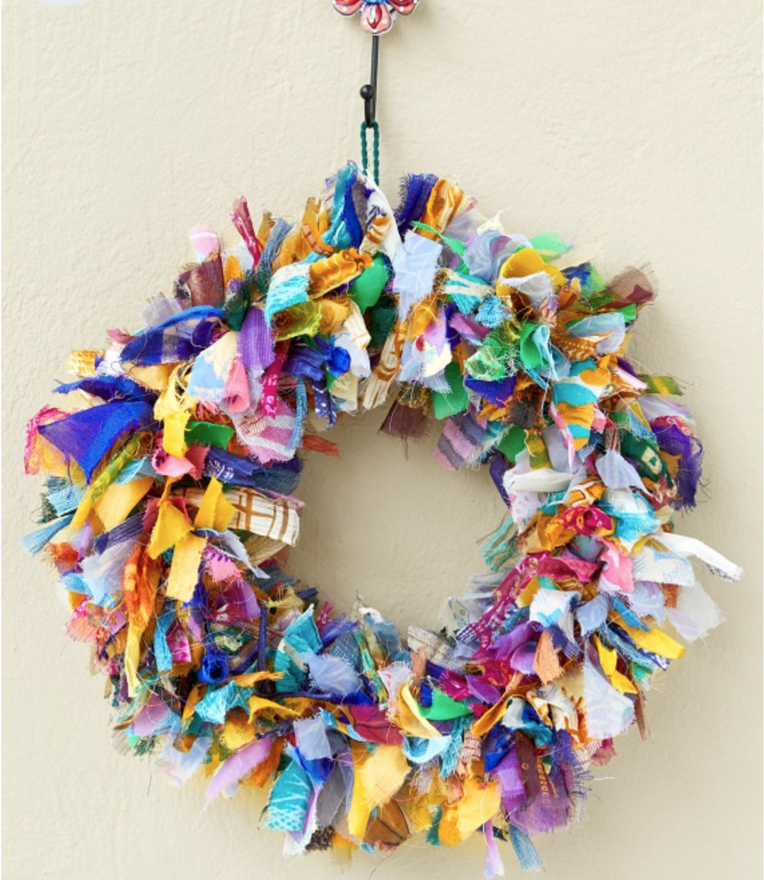 Recycled Sari Fabric Wreath - Multicolour