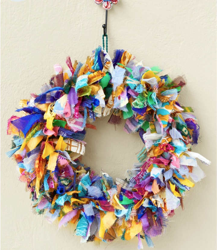 Recycled Sari Fabric Wreath - Multicolour
