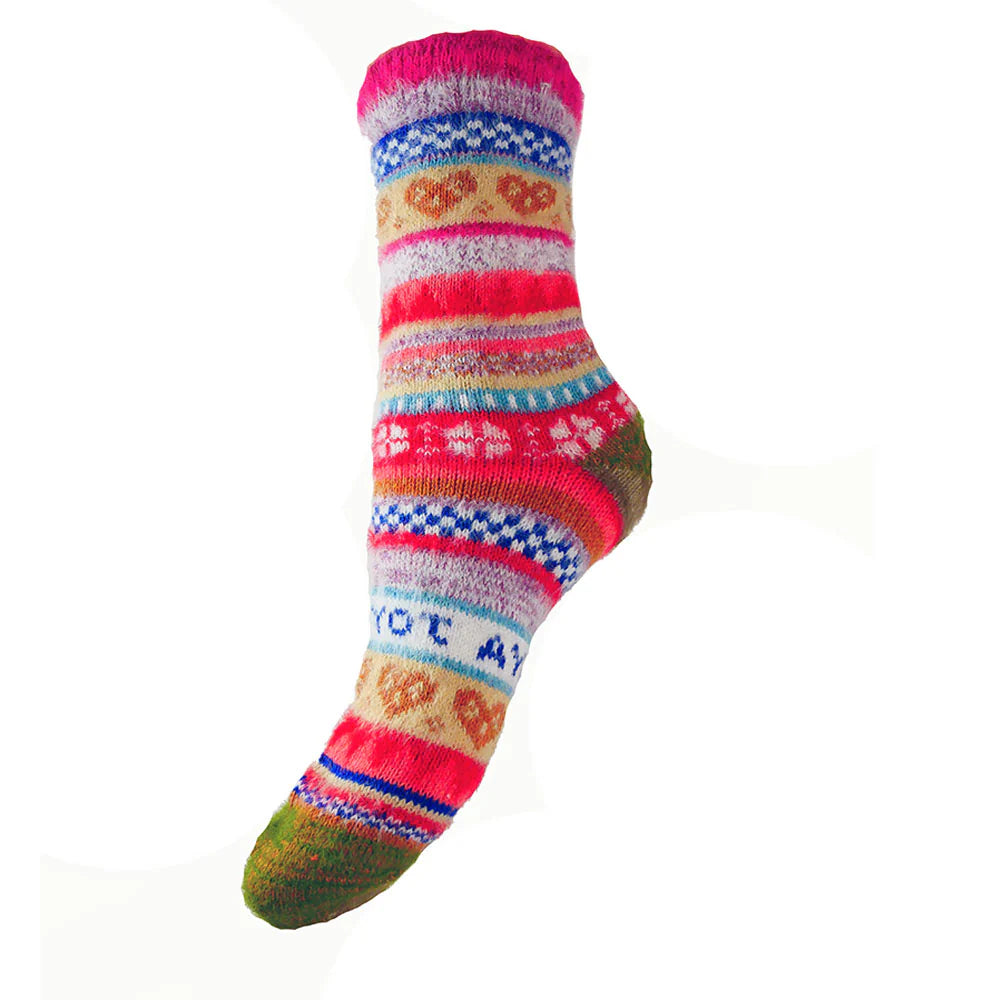 Ladies Sock - Multi Colour Red/Scandi