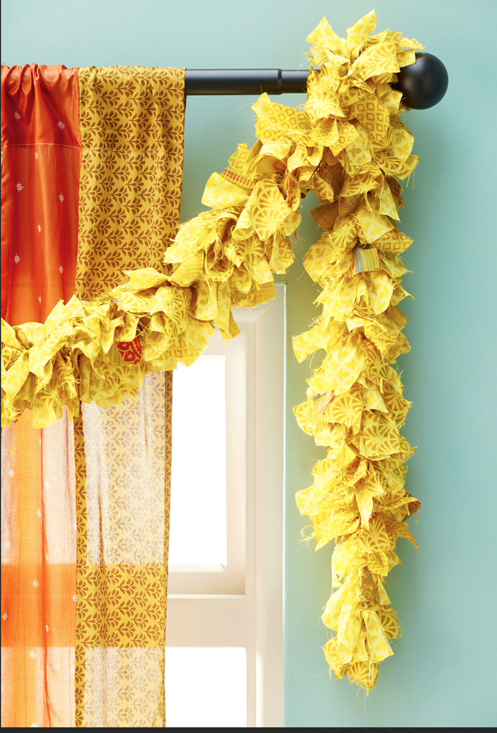 Recycled Sari Fabric Eco Tinsel/Garland - Yellow
