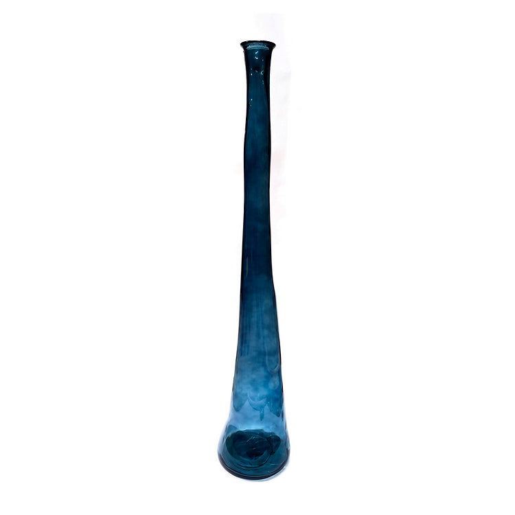 Petrol Blue Glass Floor Vase