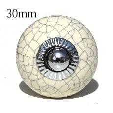 30mm Cream Crackle Round Knob